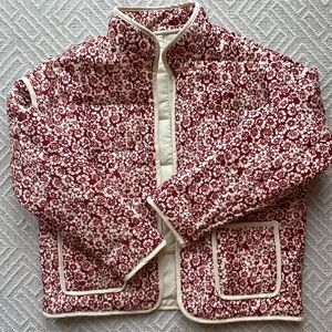 Amazon (Duyang Direct) Women's Red and White Floral Puffer Jacket